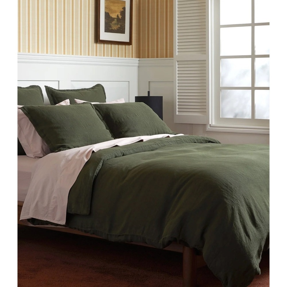 Parachute Olive Green 100% Linen Duvet Cover,  TWIN XL
